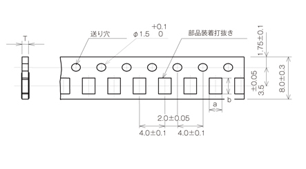 テープ寸法図(紙テープ 4mm ピッチ)